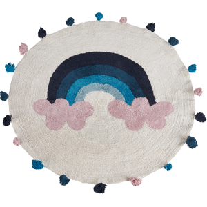 Beliani Kids Area Rug Multicolour Cotton ø 120 cm Round Handwoven with Decorative Tassels Modern Style Living Room Bedroom Nursery Material:Cotton Size:xx120