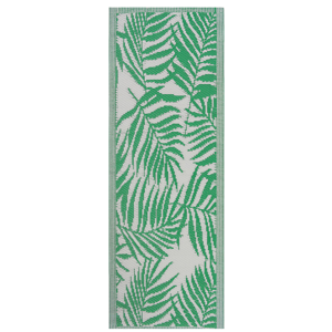 Beliani Outdoor Rug Mat Green Synthetic 60 x 105 cm Palm Leaf Floral Pattern Modern Balcony Patio Terrace Material:Polypropylene Size:xx60