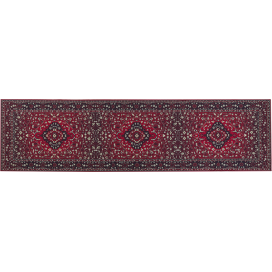 Beliani Runner Rug Red Polyester 80 x 300 cm Hallway Kitchen Runner Long Carpet Anti-Slip Backing Material:Polyester Size:xx80