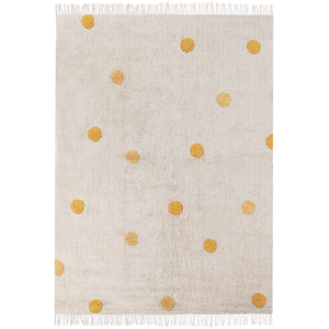 Beliani Area Rug Beige and Yellow Cotton Dots Pattern 140 x 200 cm Low Pile for Children Playroom  Material:Cotton Size:xx140