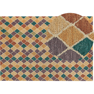 Beliani Area Rug Mulitcolour Wool 160 x 230 cm Flat Weave Hand Tufted Geometric Pattern Material:Wool Size:xx160