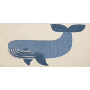 Beliani Kids Area Rug Beige and Blue 80 x 150 cm Cotton Animal Whale Pattern Handwoven Floor Playmat Material:Cotton Size:xx80