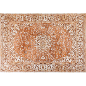 Beliani Area Rug Orange Cotton Polyester 160 x 230 cm Oriental Pattern Distressed Vintage Home Decor Material:Cotton Size:xx160