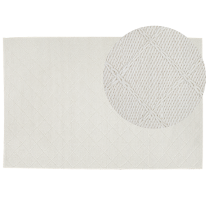 Beliani Area Rug Off-White Wool with Cotton 160 x 230 cm Rectangular Hand Woven Geometric Pattern Boho Material:Wool Size:xx160