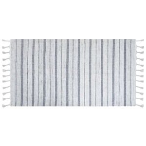 Beliani Area Rug Off - White Fabric 80 x 150 cm Living Room Bedroom Stripe Pattern Modern Material:Synthetic Material Size:xx80