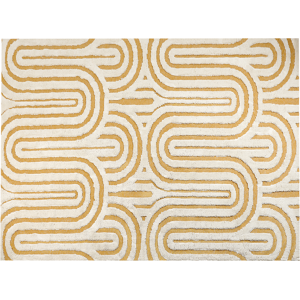 Beliani Area Rug Off-White and Yellow Cotton 300 x 400 cm Abstract Pattern Motif Living Room Bedroom Modern Design Material:Cotton Size:xx300