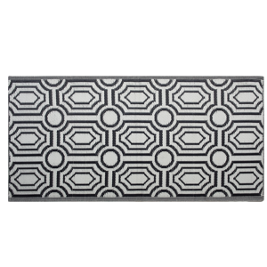 Beliani Outdoor Rug Mat Black Synthetic 90 x 180 cm Reversible  Geometric Pattern Eco Friendly Modern Material:Polypropylene Size:xx90