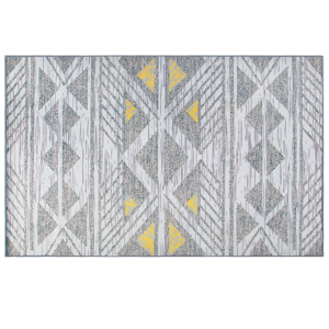 Beliani Rug Grey with Yellow Polyester 160 x 230 cm Low Pile Geometric Pattern  Material:Polyester Size:xx160