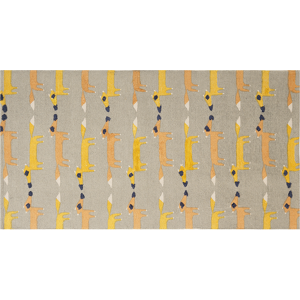 Beliani Area Rug Grey Cotton Polyester 80 x 150 cm Fox Print Low Pile Runner for Children Playroom  Material:Cotton Size:xx80