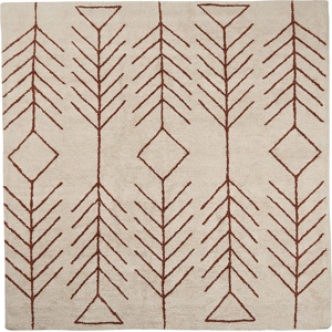 Beliani Area Rug Beige Cotton 200 x 200 cm Square Geometric Pattern Boho Oriental Style Material:Cotton Size:xx200