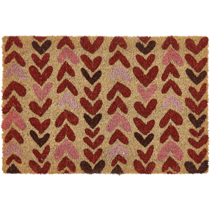 Beliani Doormat Natural Coir PVC Backing Anti-Slip 40 x 60 cm Embossed Heart Motif Print Modern Indoor Decoration Material:Coir Size:xx60