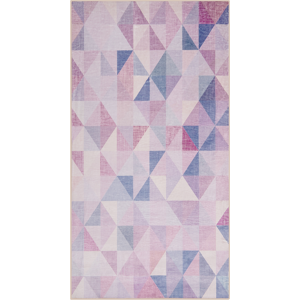 Beliani Area Rug Pastel Blue Grey 80 x 150 cm Triangle Pattern Carpet Modern Contemporary Material:Polyester Size:xx80