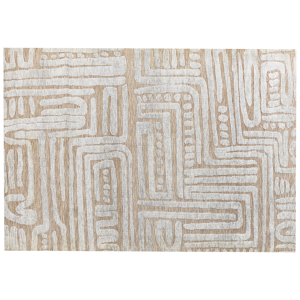 Beliani Area Rug Beige Polyester 160 x 230 cm Geometric Pattern Solid Colour Modern Minimalistic Living Room Rug Material:Polyester Size:xx160