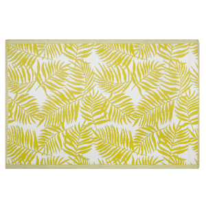 Beliani Outdoor Rug Mat Yellow Synthetic 120 x 180 cm Palm Leaf Floral Pattern Eco Friendly Modern Material:Polypropylene Size:xx120