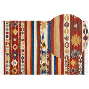 Beliani Kilim Area Rug Multicolour Wool 200 x 300 cm Hand Woven Flat Weave Oriental Pattern with Tassels Traditional Living Room Bedroom Material:Wool Size:xx200