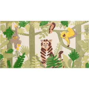 Beliani Area Rug Multicolour Jungle Print 80 x 150 cm Low Pile Runner for Children Playroom  Material:Cotton Size:xx80