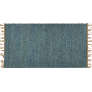 Beliani Area Rug Blue Jute 80 x 150 cm Tassels Handwoven Boho Hallway Bedroom Material:Jute Size:xx80