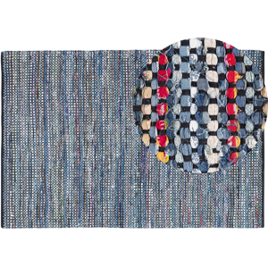 Beliani Area Rag Rug Blue Cotton 160 x 230 cm Rectangular Hand Woven Material:Cotton Size:xx160