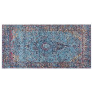 Beliani Area Rug Blue Cotton Polyester 80 x 150 cm Oriental Pattern Distressed Vintage Home Decor Material:Cotton Size:xx80