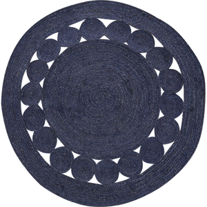 Beliani Area Rug Dark Blue Jute ø 120 cm Round Handwoven Boho Style Hallway Living Room Bedroom Material:Jute Size:xx120