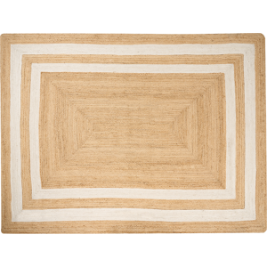 Beliani Area Rug Beige Jute 300 x 400 cm Braided Handmade Framed Pattern Natural Boho Style Textile Material:Jute Size:xx300