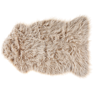 Beliani Faux Sheepskin Rug Beige 53 x 88 cm High Pile Rustic Material:Acrylic Size:xx53