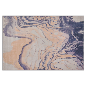 Beliani Area Rug Carpet Beige and Blue Polyester Fabric Abstract Pattern Rubber Coated Bottom 160 x 230 cm Material:Polyester Size:xx160
