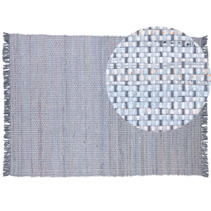 Beliani Rag Rug Grey Cotton 160 x 230 cm with Fringe Rectangular Handmade Boho Eclectic Material:Cotton Size:xx160
