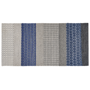 Beliani Area Rug 80 x 150 cm Blue and Grey Wool Bedroom Material:Wool Size:xx80