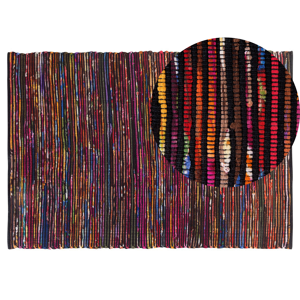 Beliani Rug Dark Multicolour Cotton 140 x 200 cm Rectangular Handmade Boho Eclectic Material:Polyester Size:xx140
