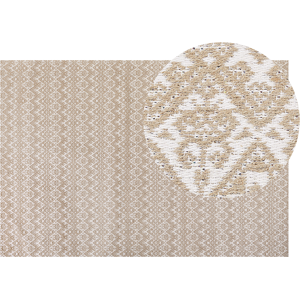 Beliani Area Rug Beige Jute 160 x 230 cm Rectangular with Geometric Pattern Flat Weave Boho Style Bedroom Living Room Material:Jute Size:xx160