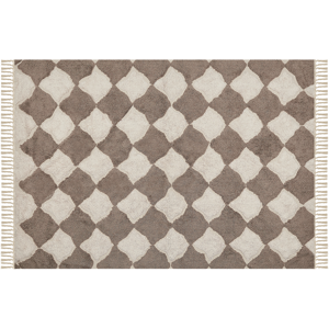 Beliani Area Rug Brown and Beige Cotton 160 x 230 cm Rectangular with Tassels Geometric Pattern Boho Oriental Style Material:Cotton Size:xx160