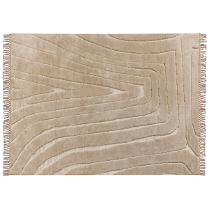Beliani Area Rug Beige Polyester Cotton Backing 300 x 400 cm Decorative Tassels Floor Mat Classic Design Living Room Bedroom Material:Polyester Size:xx300