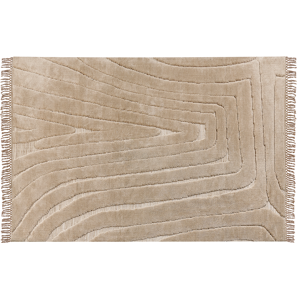 Beliani Area Rug Beige Polyester Cotton Backing 200 x 300 cm Decorative Tassels Floor Mat Classic Design Living Room Bedroom Material:Polyester Size:xx200