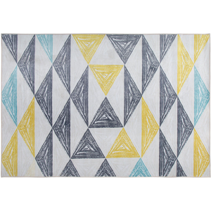 Beliani Area Rug Grey and Yellow Printed Geometric Pattern 160 x 230 cm Low Pile Material:Polyester Size:xx160