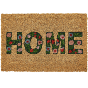 Beliani Doormat Natural Coir PVC Backing Anti-Slip 40 x 60 cm Caption Text Motif Modern Indoor Decoration Material:Coir Size:xx60