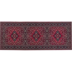 Beliani Runner Rug Red Polyester 80 x 200 cm Hallway Kitchen Runner Long Carpet Anti-Slip Backing Material:Polyester Size:xx80