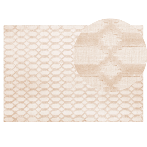 Beliani Rug Beige Viscose 140 x 200 cm Geometric Pattern Hand Woven Flatweave Material:Viscose Size:xx140