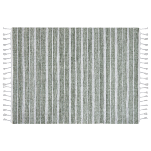 Beliani Area Rug Green Fabric 160 x 230 cm Living Room Bedroom Stripe Pattern Modern Material:Synthetic Material Size:xx160