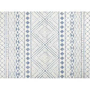 Beliani Area Rug White and Blue Polyester Cotton Backing 300 x 400 cm Decorative Floor Mat Modern Design Living Room Bedroom Material:Polyester Size:xx300