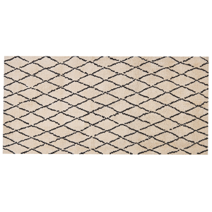 Beliani Area Rug Beige and Black 80 x 150 cm Geometric Pattern Modern Living Room Bedroom Material:Polyester Size:xx80