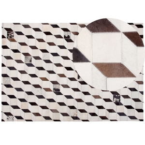 Beliani Rug Cream Leather 160 x 230 cm Modern Patchwork Cowhide 3D Pattern Handcrafted Rectangular Carpet Material:Cowhide Leather Size:xx160