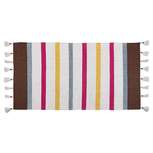 Beliani Area Rag Rug Multicolour Stripes Cotton 80 x 150 cm Rectangular Hand Woven Material:Cotton Size:xx80