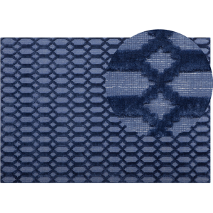 Beliani Rug Blue Viscose 160 x 230 cm Geometric Pattern Hand Woven Flatweave Material:Viscose Size:xx160