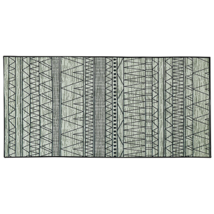 Beliani Rug Black and Grey Polyester 80 x 150 cm Low Pile Geometric Pattern  Material:Polyester Size:xx80