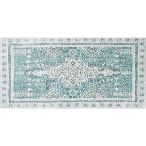 Beliani Area Rug Mint Green Cotton Polyester 80 x 150 cm Oriental Pattern Distressed Vintage Home Decor Material:Cotton Size:xx80