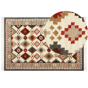 Beliani Wool Area Rug Multicolour 200 x 300 cm Hand Woven Kilim Rug Rustic Oriental Design Material:Wool Size:xx200