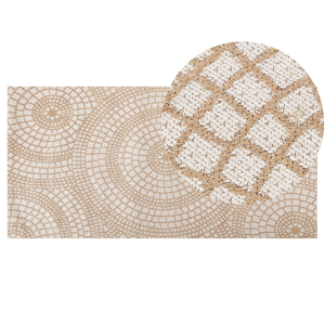 Beliani Area Rug Beige and White Jute 80 x 150 cm Rectangular with Geometric Pattern Flat Weave Boho Style Bedroom Living Room Material:Jute Size:xx80