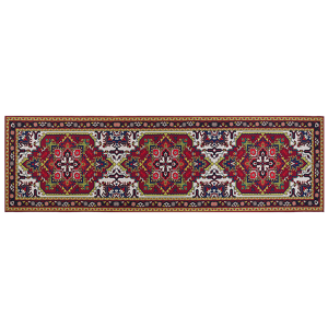 Beliani Area Rug Red Polyester 60 x 200 cm Runner Oriental Vintage Living Room Bedroom Hallway Material:Polyester Size:xx60
