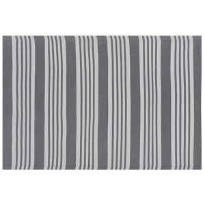 Beliani Outdoor Rug Mat Grey Synthetic 120 x 180 cm Striped Pattern Modern Material:Polypropylene Size:xx120